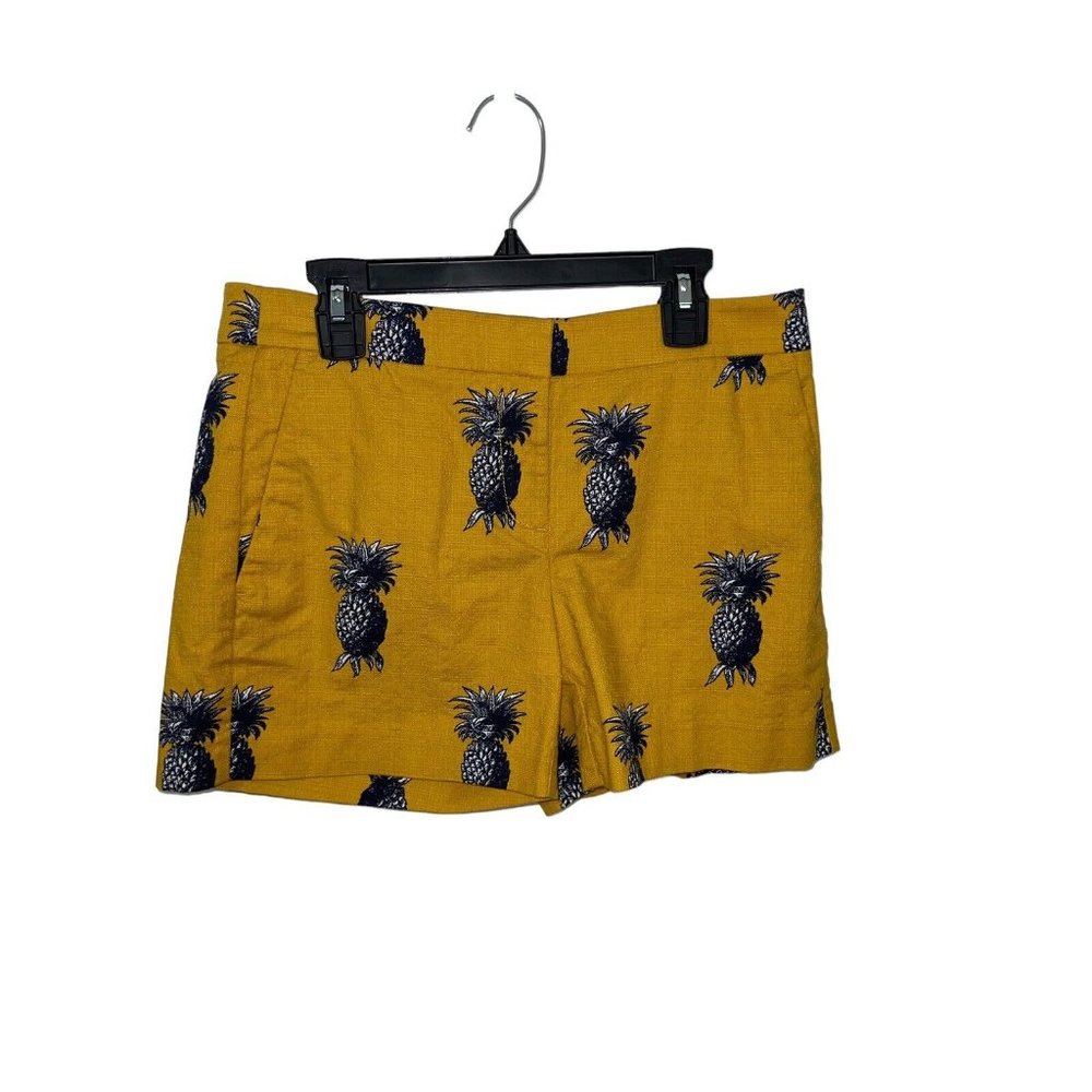 Ann Taylor Women's Yellow Pineapple Devin City Shorts Size 0 100% Cotton